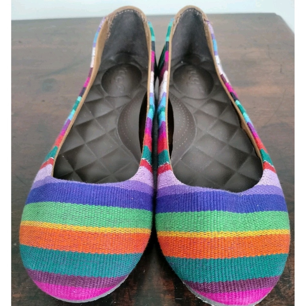 Reef Tropic Women's 7 Multicolor Striped Woven Slip-On Ballet Flats Boho Festiva
